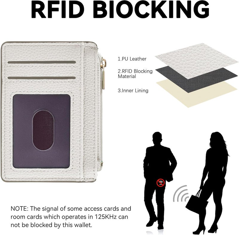 Tipmile Credit Card Holder for Women Slim Minimalist Front Pocket RFID Blocking Wallet Small Compact Card Case with ID Window, Cream White - Image 2